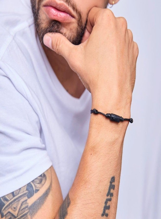Luck Strings Black Tourmaline Adjustable Cord Bracelet for Men and Women Protection Jewelry Good Luck (Black) - Image 2